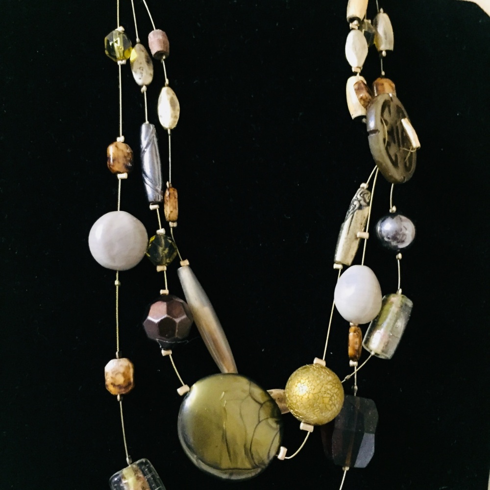 Chicos Multi Strand Multi Beads Statement Necklace - image 3